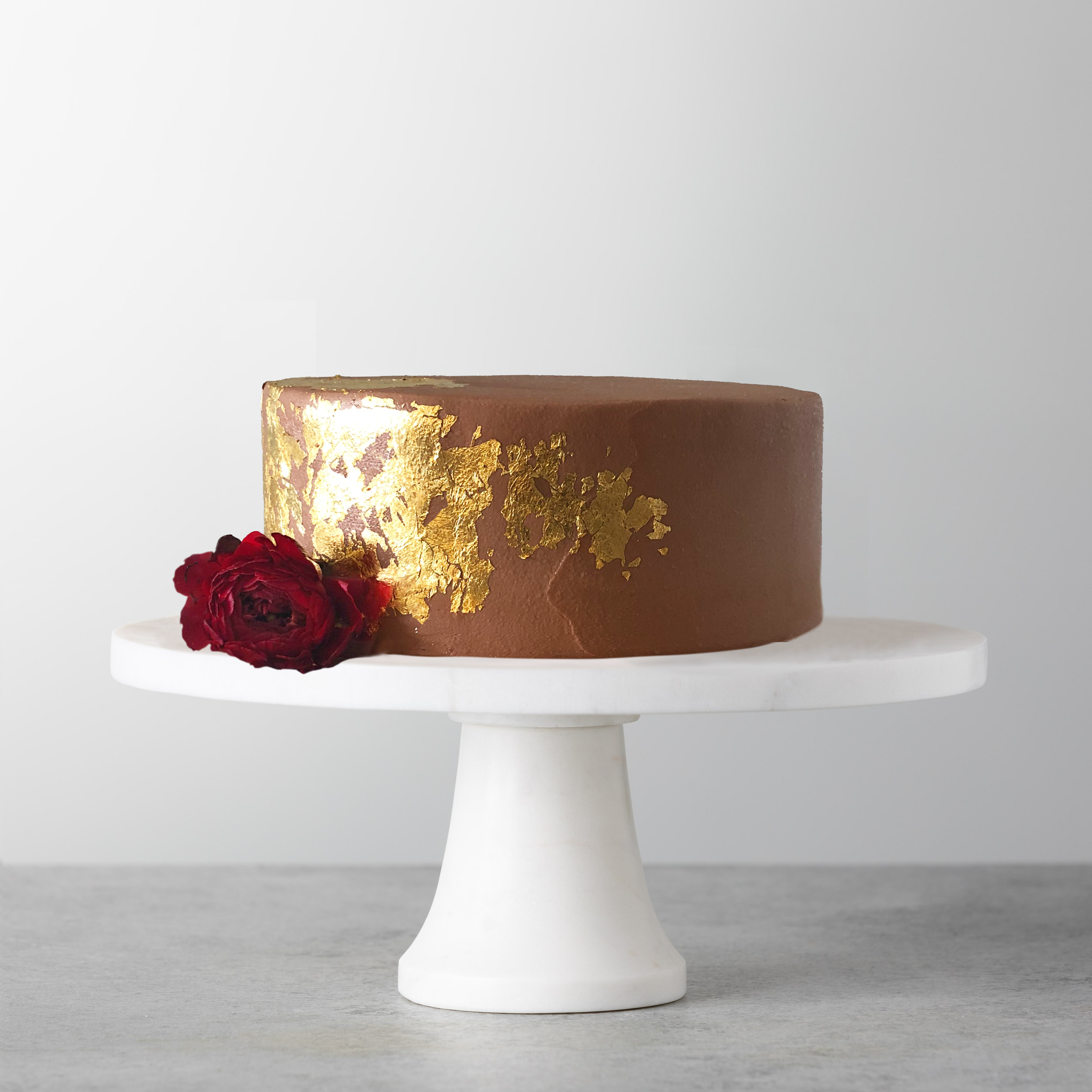 Rose And Gold Leaf Birthday Cake 